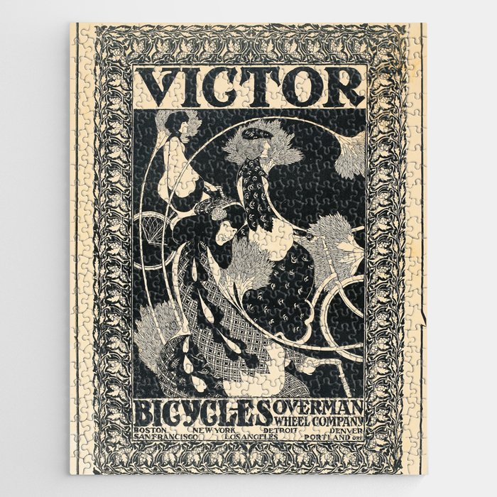 vintage travel poster William Henry Bradley Victor Bicycles Jigsaw Puzzle