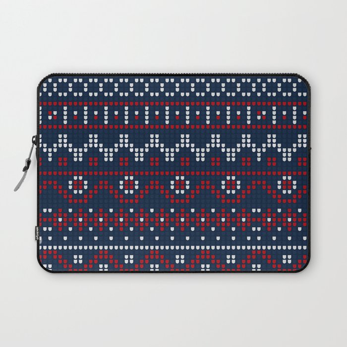 Christmas Pattern Knitted Stitch Dark Blue Laptop Sleeve