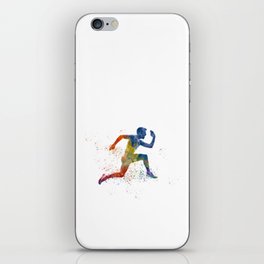 Athlete runner in watercolor iPhone Skin