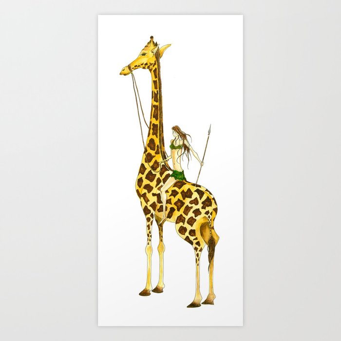 giraffe warrior Art Print
