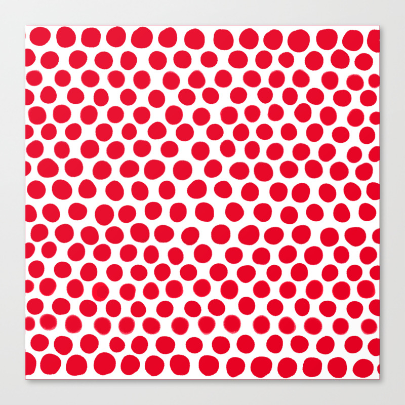 Juicy Red Apple Polka Dots With White Canvas Print By