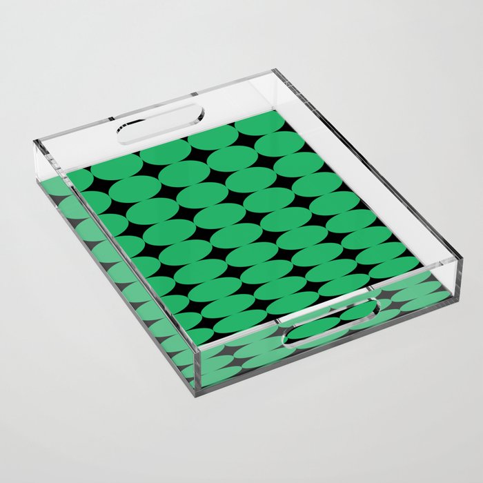 Retro Round Pattern - Green Black Acrylic Tray