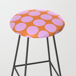 Retro Modern Pink On Orange Polka Dots Bar Stool
