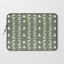 Merit Mud Cloth Olive Green and White Triangle Pattern Laptop Sleeve