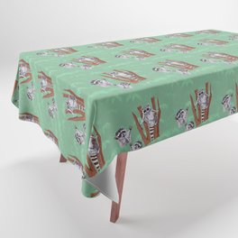 Playful Curious Raccoons Tree Pattern  Tablecloth