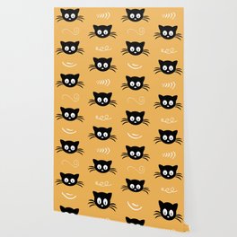Cute black cat pattern Wallpaper