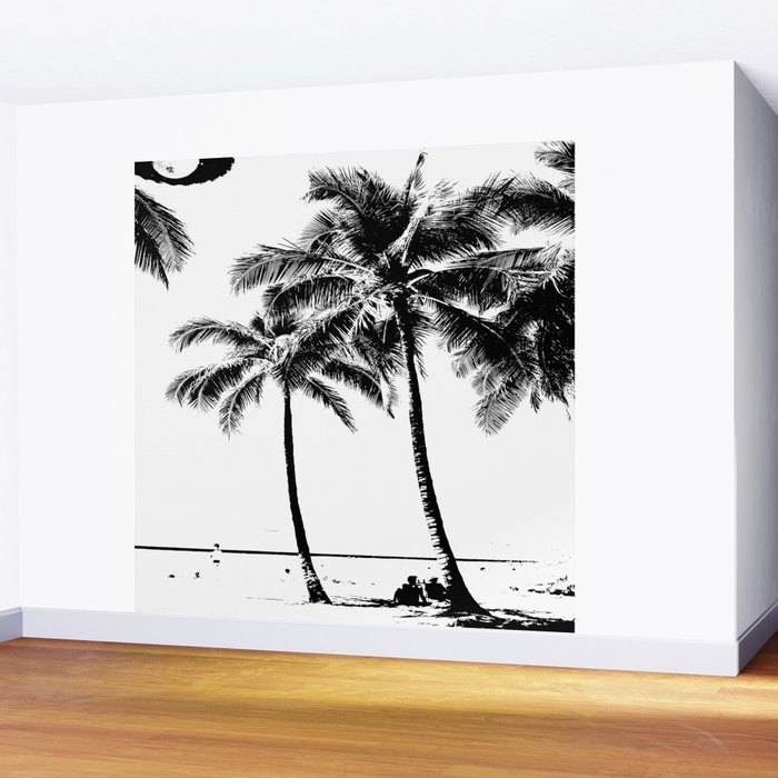 Society6 ケース Black and White Palm Tree with Hawaii Summer Black and White Palm Tree with Hawaii Summer Sea Beach