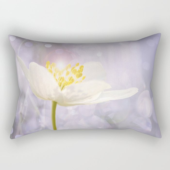 White Flower In The Forest Enchantments - Bokeh Background #decor #society6 #buyart Rectangular Pillow