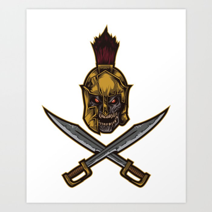 Spartan Warrior Sparta Greek Fighter Skull Sword Art Print By Anziehend Society6
