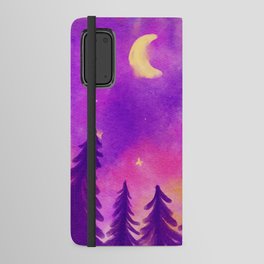 Colorful Fantasy Starry Night Wanderlust Pink and Purple Android Wallet Case