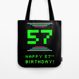[ Thumbnail: 57th Birthday - Nerdy Geeky Pixelated 8-Bit Computing Graphics Inspired Look Tote Bag ]