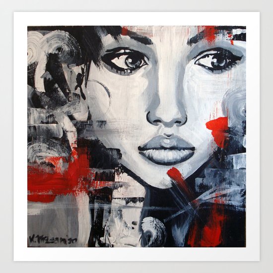 Portrait w/Red I Art Print