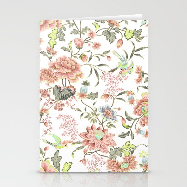 dainty cottagecore floral packed pattern - peach/pink Stationery Cards
