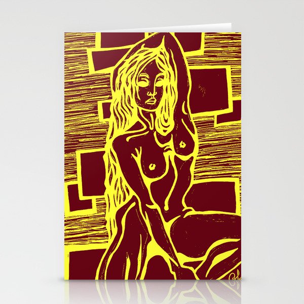 Square nude in chrome Stationery Cards