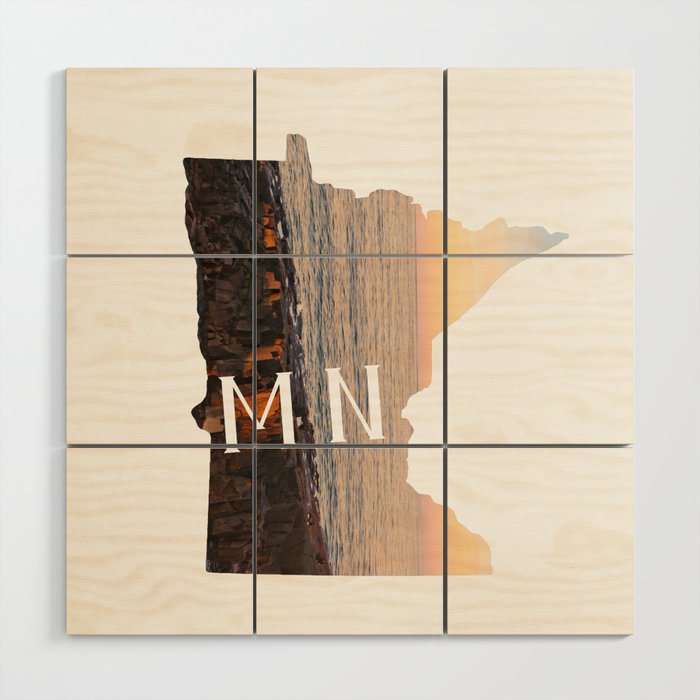 Lake Superior Sunset | Map of Minnesota | MN Wood Wall Art