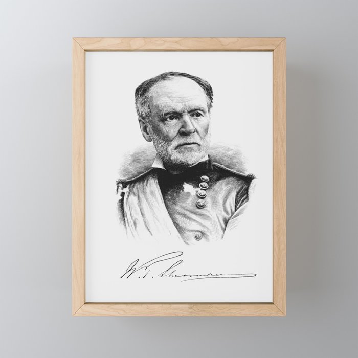 General William Tecumseh Sherman Engraved Portrait Framed Mini Art Print