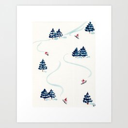 Little Skiers Art Print