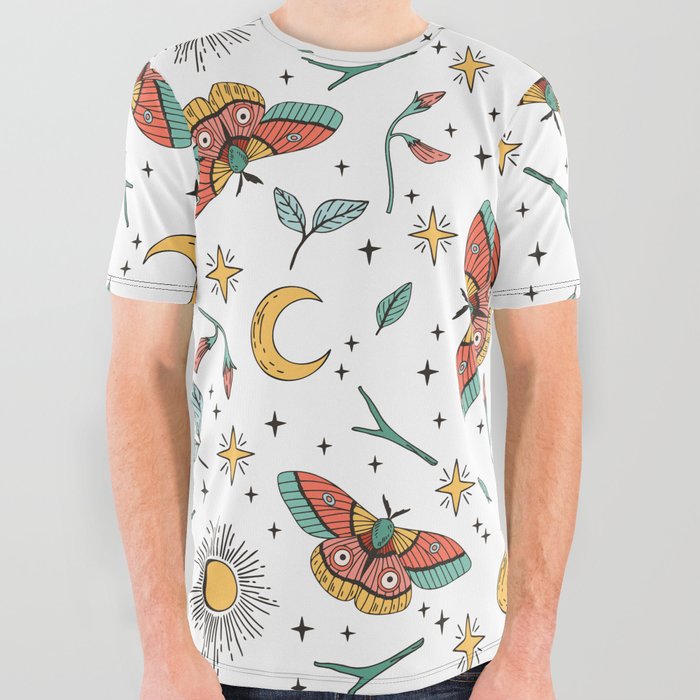 Celestial Butterfly Pattern All Over Graphic Tee