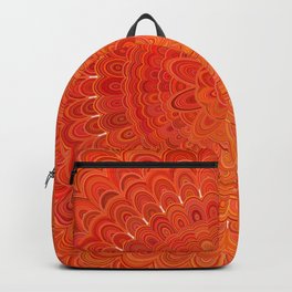 Hot Orange Flower Mandala Backpack