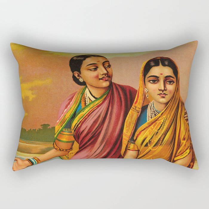Radha, Goddess of Love by Raja Ravi Varma Rectangular Pillow