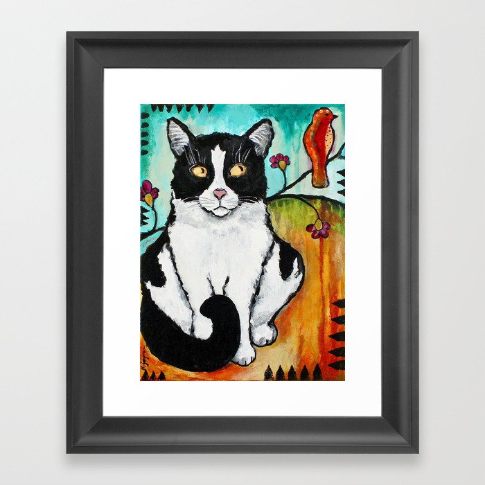 Tuxedo Cat Framed Art Print