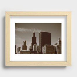 Chicago Skyline 2010 #3 Sepia Recessed Framed Print