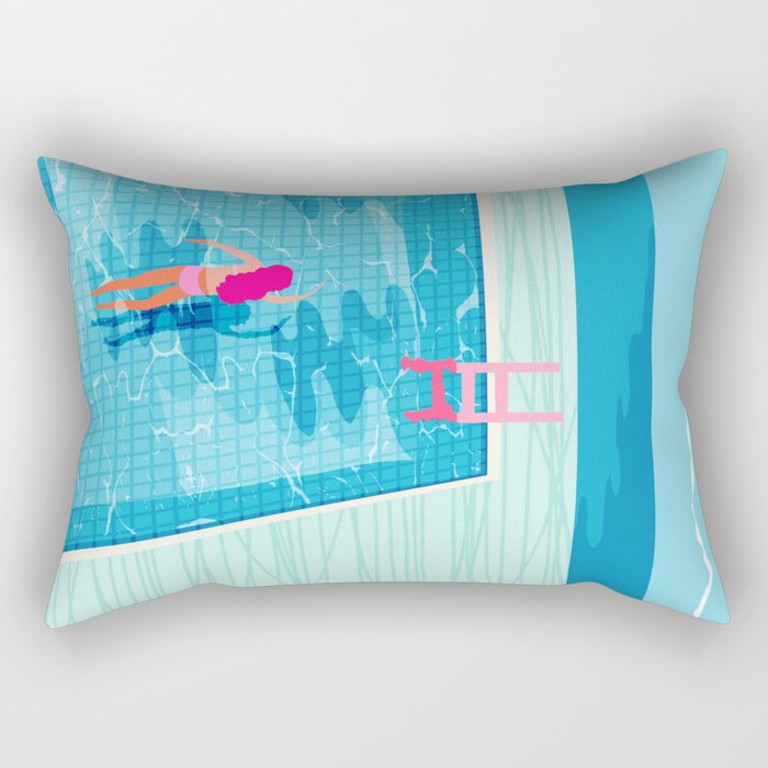 In Deep - memphis throwback swimming athlete palm springs resort vacation country club infinity pool Rectangular Pillow