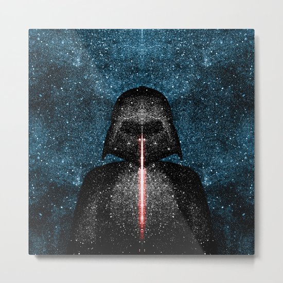 Darth Vader with Lightsaber in Galaxy Metal Print