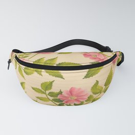 Pink Wild Rose on Wood Panel Fanny Pack