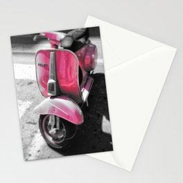 Pink Vintage Vespa Black and White Photography Stationery Cards