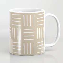 Minimalist Weave Grid Pattern (white/tan) Mug