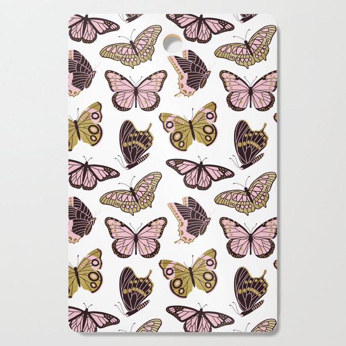 Texas Butterflies – Blush and Gold Pattern Cutting Board
