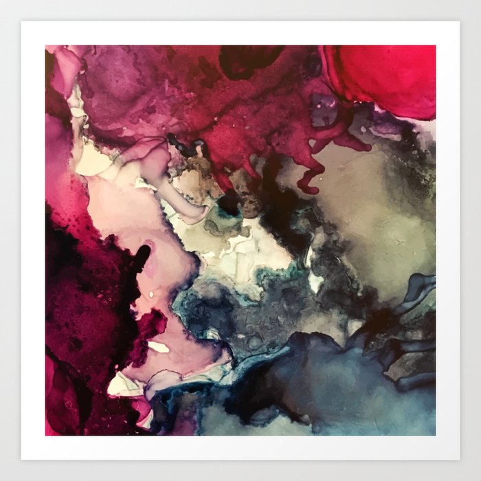 Dark Inks Alcohol Ink Painting Art Print By Elizabethschulz