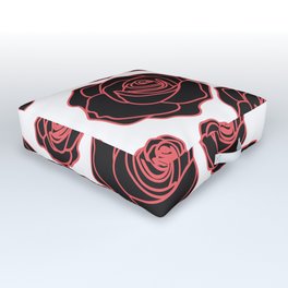 RED AND BLACK FLOWERS  Outdoor Floor Cushion
