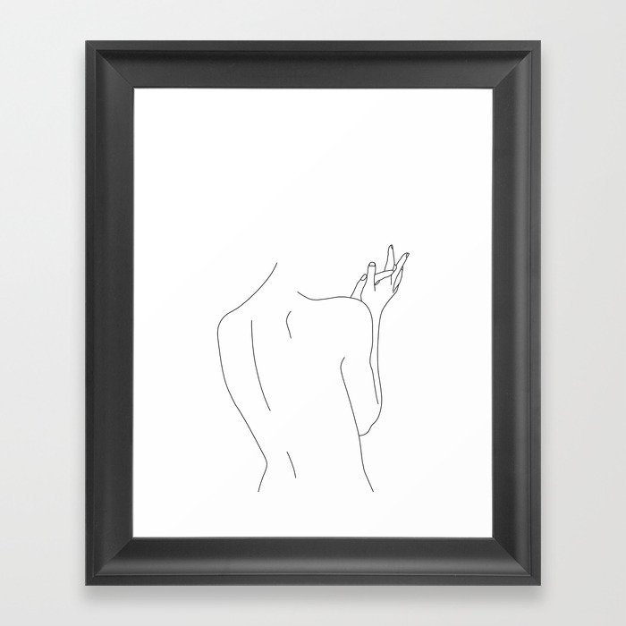 Nude figure line drawing illustration - Thelma Framed Art Print