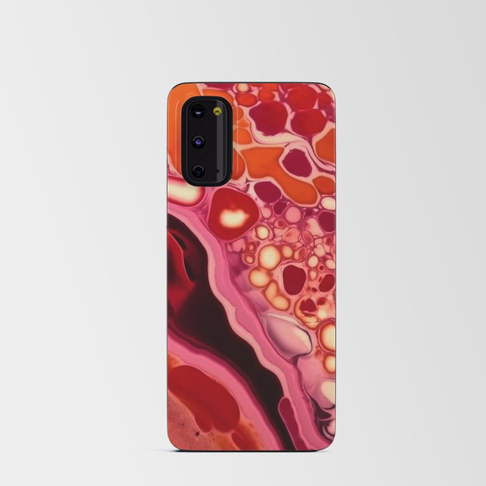 Orange and pink fluid abstract painting Android Card Case