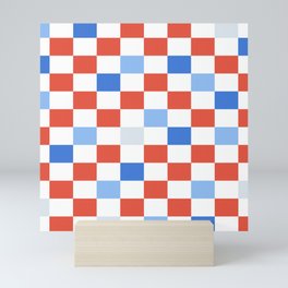 Summer Checkered (Red / White / Blue) Mini Art Print