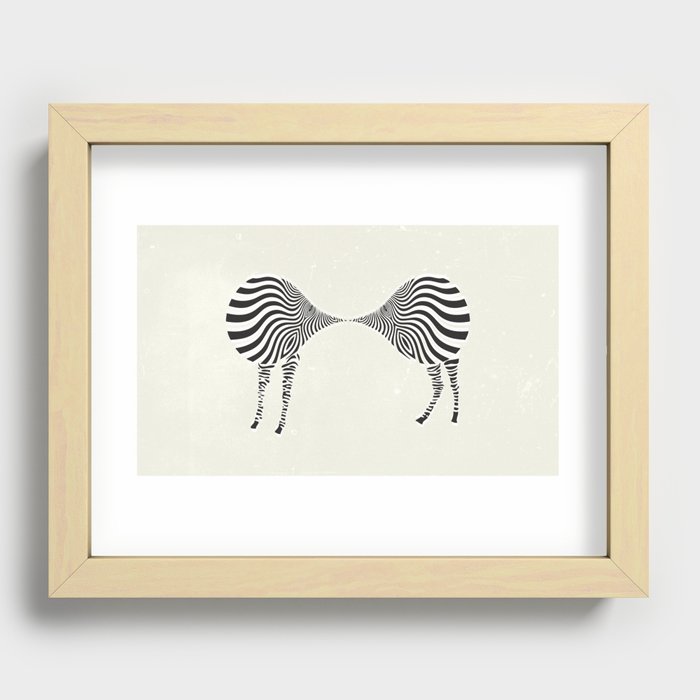 zebra mating Recessed Framed Print
