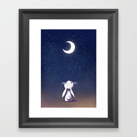 Moon Bunny Framed Art Print