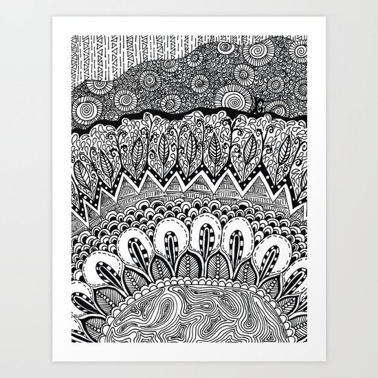 Black and White Doodle Art Print