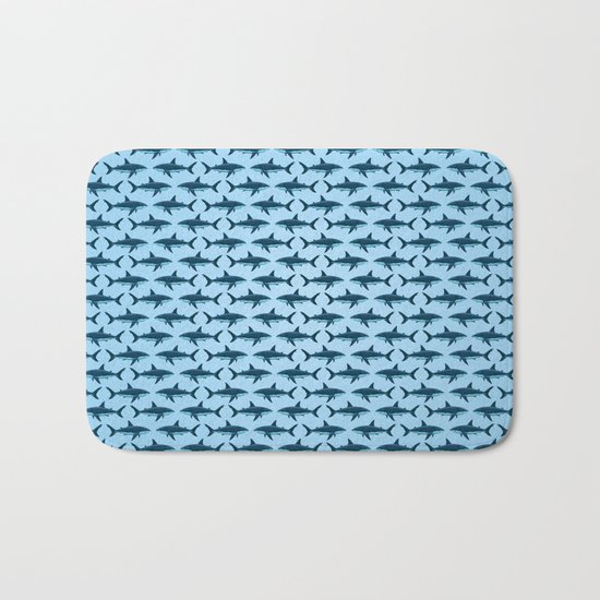 Pattern: Great White Shark ~ Light Blue Bath Mat