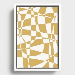 Deconstructed Harlequin Midcentury Modern Abstract Pattern in Mustard Gold Framed Canvas