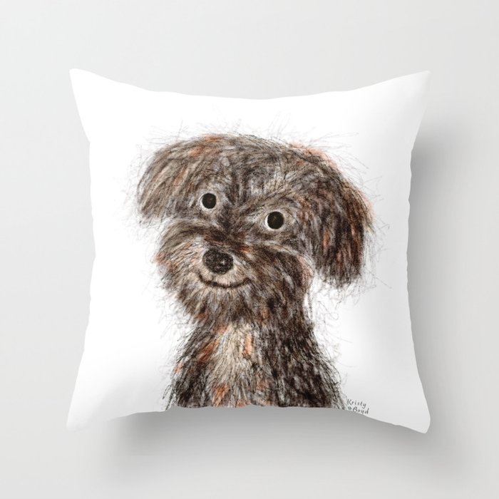 Morkie Poo Doodle Throw Pillow