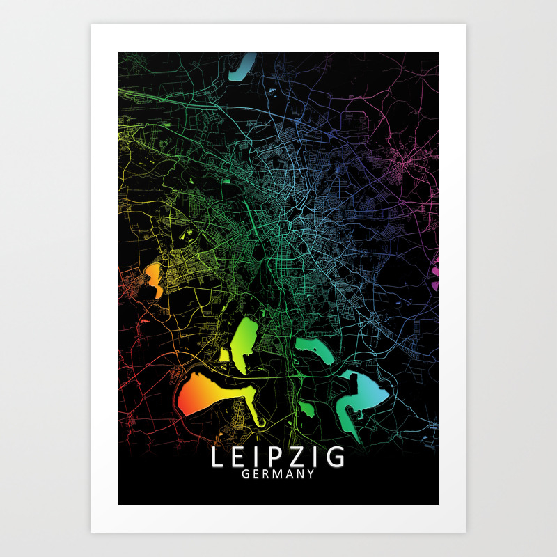 Leipzig Germany City Map Rainbow City Map Art Print Art Print By
