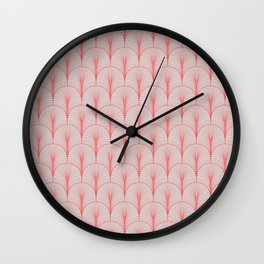 Gray Red Art Deco Arch Pattern Wall Clock