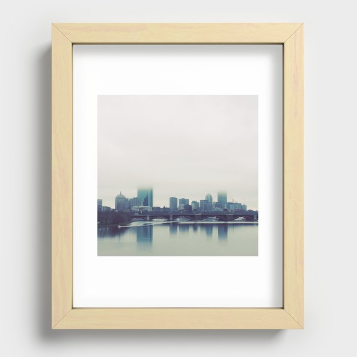 Boston Charles River Fog Recessed Framed Print