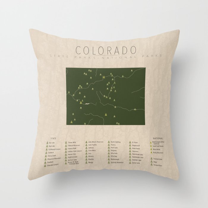 Colorado Parks Throw Pillow