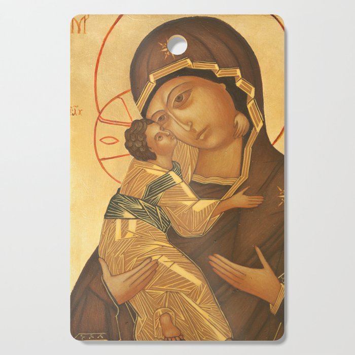 Orthodox Icon of Virgin Mary and Baby Jesus Cutting Board