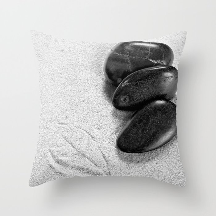 massage stones and leaf mark Throw Pillow