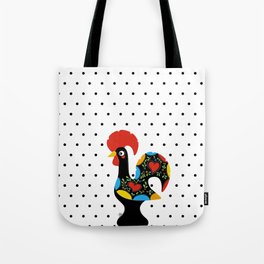 Famous Rooster Lucky Charm & Polka Dots Tote Bag
